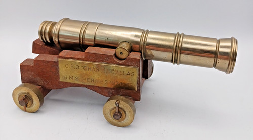Brass cannon ornament - brass, 'c.p.o