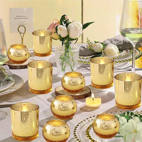 12pcs gold votive candle - gold,
