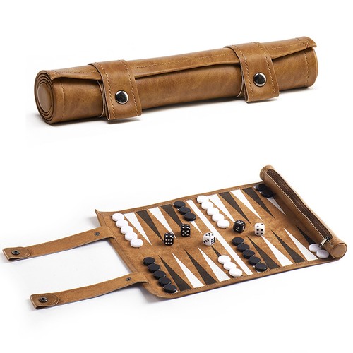 Roll backgammon set brown - roll-up,