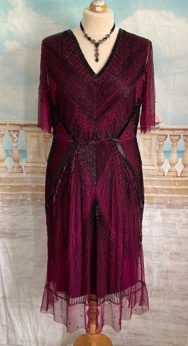 Evening dress black beaded - evening,