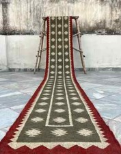 Green Kilim Rug Handmade Wool