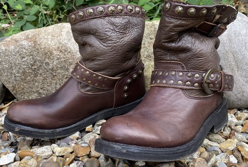 Ash chunky biker boots - ash, studded