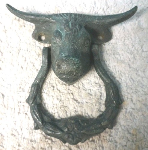 Antique bronze bull head door - head,