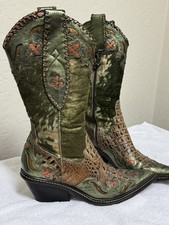 Donald Pliner Western Couture Metallic Hair Calf  leather cowboy boots size 6 M 