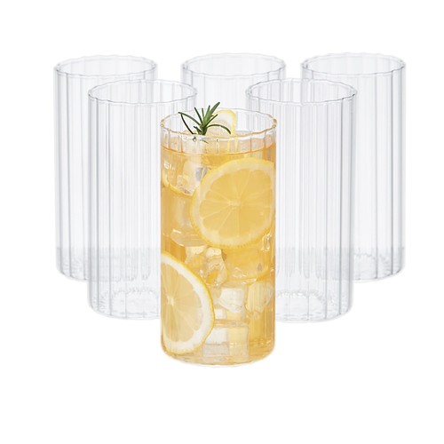 Ribbed highball glasses - ribbed,