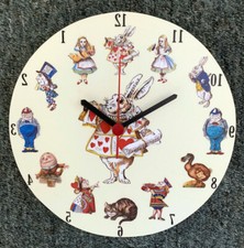 Alice in Wonderland Backwards Clock - Alice in Wonderland Gift -Hand Cut- AW14-C