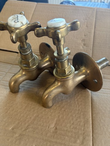 Pair old brass - bib, mount