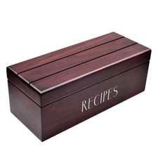 Large Walnut Recipe Box with Cards and Dividers by Apace - Vintage Style Wood...