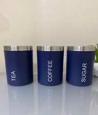 Set of 3 Tea Coffee Sugar Canisters Airtight Kitchen Storage for Everyday Use