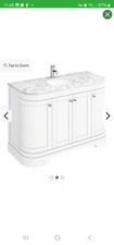 Hardly used Period Bathroom Co. 1220mm Curved Vanity Unit Marble Top - White