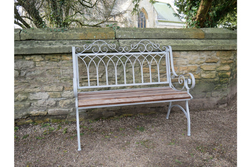 Wood metal garden bench - wood,