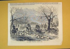 Original Old Antique Print Fox Hunting Hounds Horses Sport Country