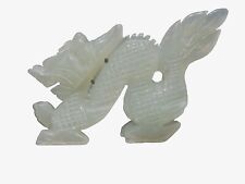 Chinese Carved Pale Green Jadeite  Dragon Ornament Vintage c1970