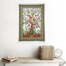 Wall Hanging Tapestry White Orange TREE OF LIFE Indian Cotton Wall Nature Poster