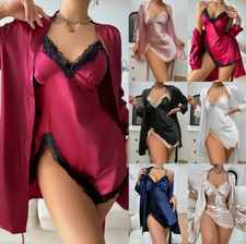 2PCS Womens Satin Silk Sexy