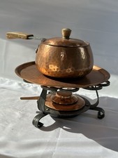 Swiss Stockli Netstal Hammered Copper FONDUE POT Switzerland Retro Cheese Kitchen