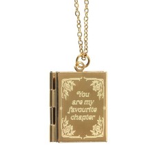 Gold Book Locket Necklace “You Are My Favourite Chapter” Gift in Box