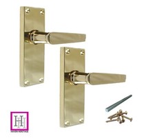 Door Handles Straight Victorian Lever Latch Brass Finish Interior: 1 to 10 pairs