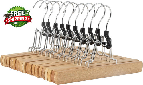 Sturdy wooden pants hangers - wooden,