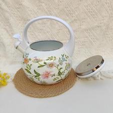 Enamel Tea Kettle Floral Enamel Pot Comfortable Grip Heat Resistant Coffee Pot