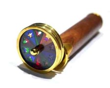 Antique Brass & Wooden Double Wheel Kaleidoscope Vintage Nautical Collectible