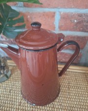 Vintage Enamel Tea/coffee Pot. Brown. Very Good Condition.