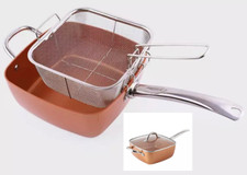 Premium Copper Ceramic Deep Square Pan Set – Non-Stick Multipurpose Cookware Kit