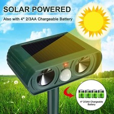 Ultrasonic Solar Cat Dog Repellent Fox Pest Scarer Deterrent Repeller Garden