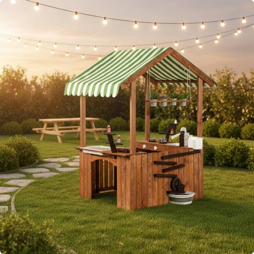 Wooden outdoor playhouse - wooden,