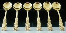 6 Cased Sterling Silver Gilt Spoons, Jane Brownett Child & Child Mark 1887