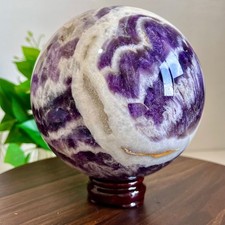 9.65LB Rare High Quality Purple Dream Amethyst Quartz Crystal Sphere Ball+base