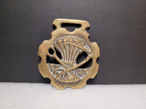 Vintage horse brass - brass, wheat