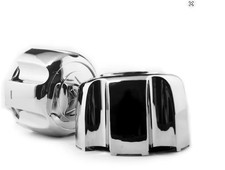 2 CALOTTE COPRIMOZZO CROMATO PER MITSUBISHI L 200 - PAJERO - 1990/2000 c/gancio