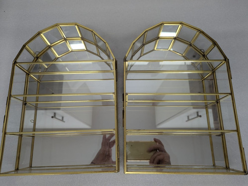 Vintage arched glass and brass