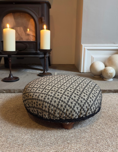 Vintage round footstool - vintage,