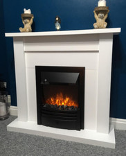 Electric Fire Suite White Freestanding Fireplace Mantel Heater Flame Surround