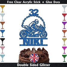 Motorbike Cake Topper Personalised Any Name Age Biker Birthday Party Decoration