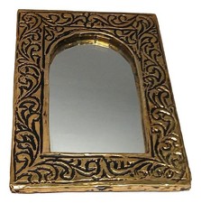 Moroccan  Small Metal Gold Color Hand Mirror Decoration Door shape Handcrafted