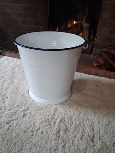 Vintage white enamel bucket - vintage,
