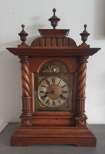 Late 19th Antique German Oak Mantle Bracket Clock H.A.C Wurttemberg Working