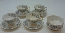 Royal Albert Silver Maple Tea Cups & Saucers for 4 Sugar Bowl