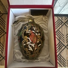 Joan Rivers “Cardinal In The Snow” Hand painted Ornament Faberge Egg Inspired