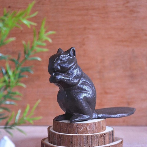 Cast iron door stop squirrel - cast,