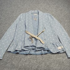 Odd Molly Womens Cardigan Size 2 - M Cotton Blue Tie Wrap Shawl Sweater 654