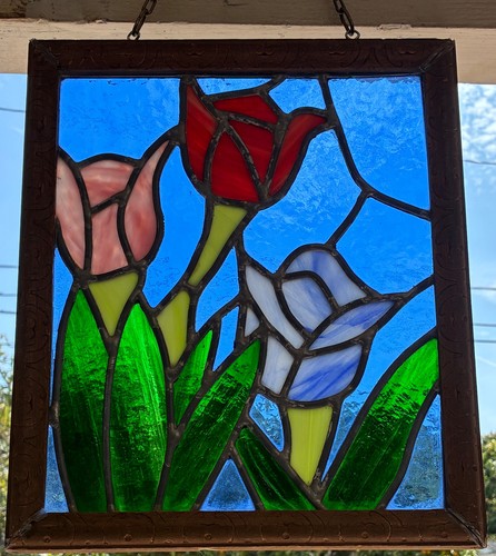 Vtg stained glass sun catcher - stained,