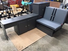 LWB LIGHTWEIGHT VOHRINGER PLY VW TRANSPORTER T4 T5 CABINET + UPHOLSTERED RnR BED
