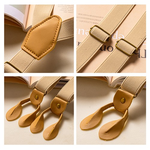 Khaki suspenders button - suspenders, button-up