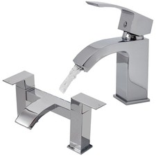 Modern Bathroom Tap Set Square Water Basin Mixer Bath Filler Shower Cloakroom