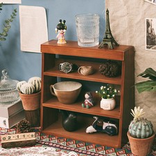 Retro Desktop Storage Wooden Cabinet Shelf Figure Display Rack Antique Organizer