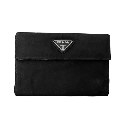 Prada logo plate nylon trifold - prada,